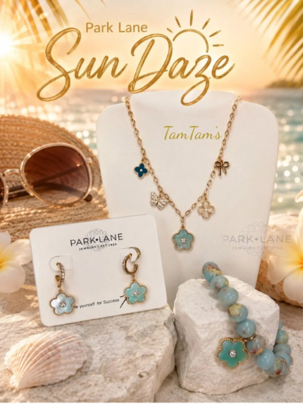 Park Lane August Sparkle Box Sun Daze 3pc Set Necklace Bracelet Earrings